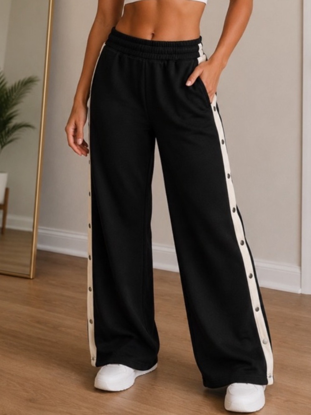 MONO B Side Snap Lounge Pants,size M